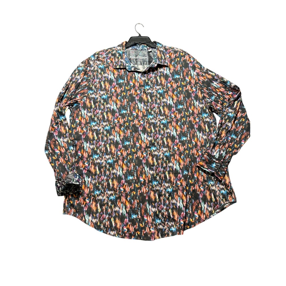 Robert Graham Button Down Mens 3XLT Black Excellent Abstract Print Long Sleeve